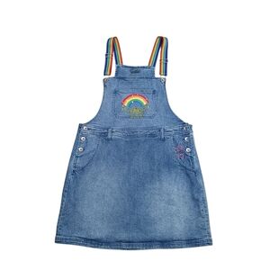 Hot Topic Denim Overall Dress Spongebob Square Pants Rainbow Pride XL